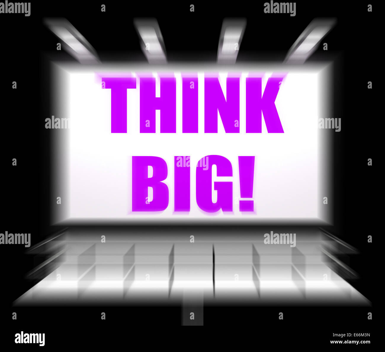 Pensare in grande segno Visualizzazione di promuovere grandi obiettivi e sogni Foto Stock