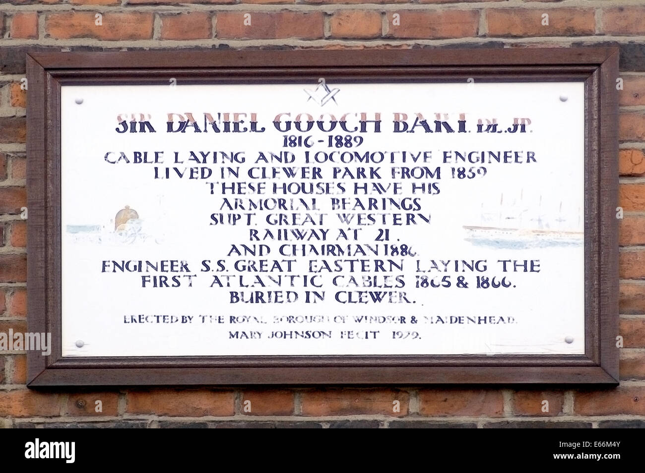 Lapide a Sir Daniel Gooch 1° Baronet railway & cavo transatlantico engineer, conservatori MP 1816 - 1889 Foto Stock