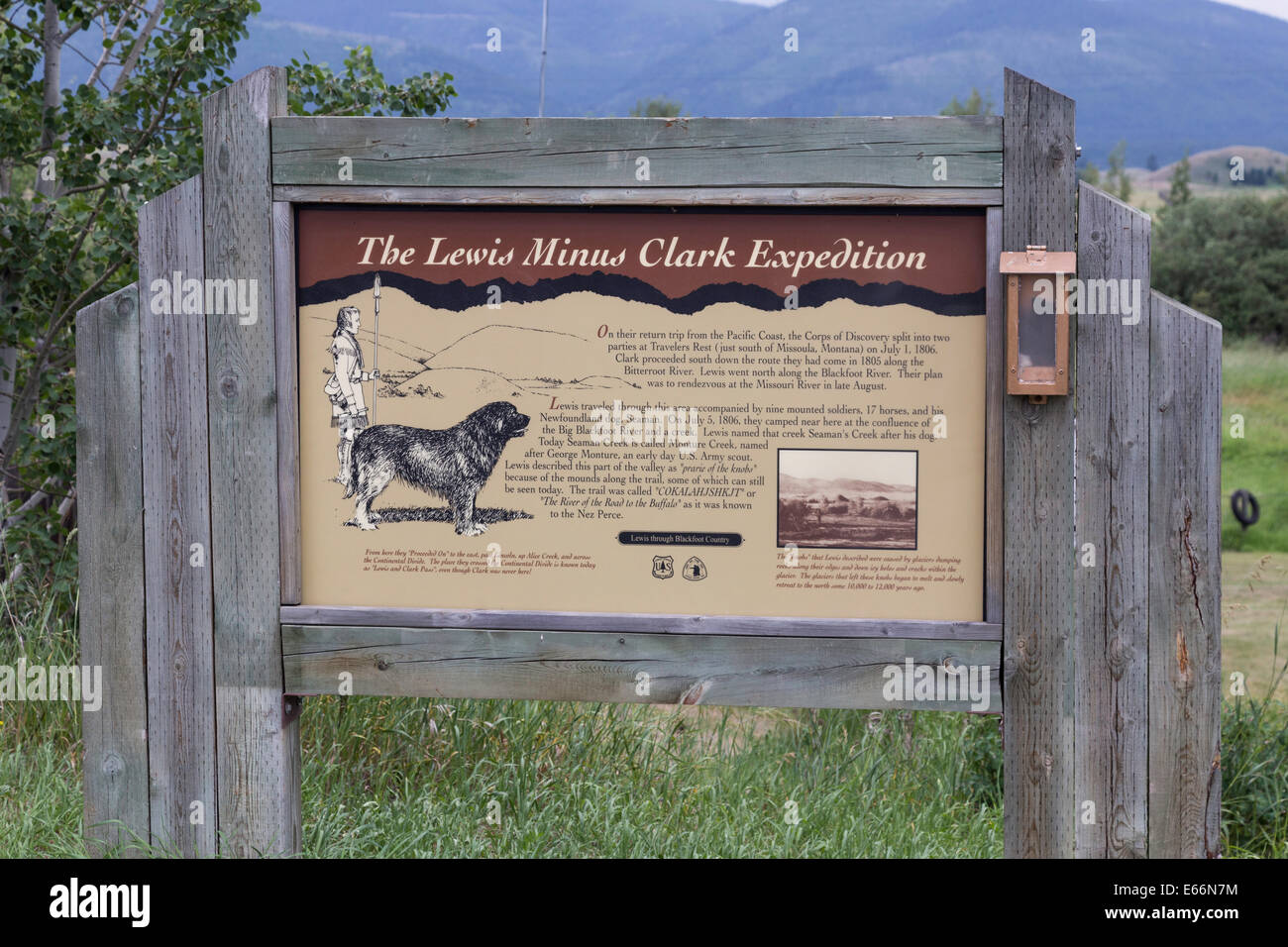 Marcatore storico, Ovando, Montana, USA Foto Stock