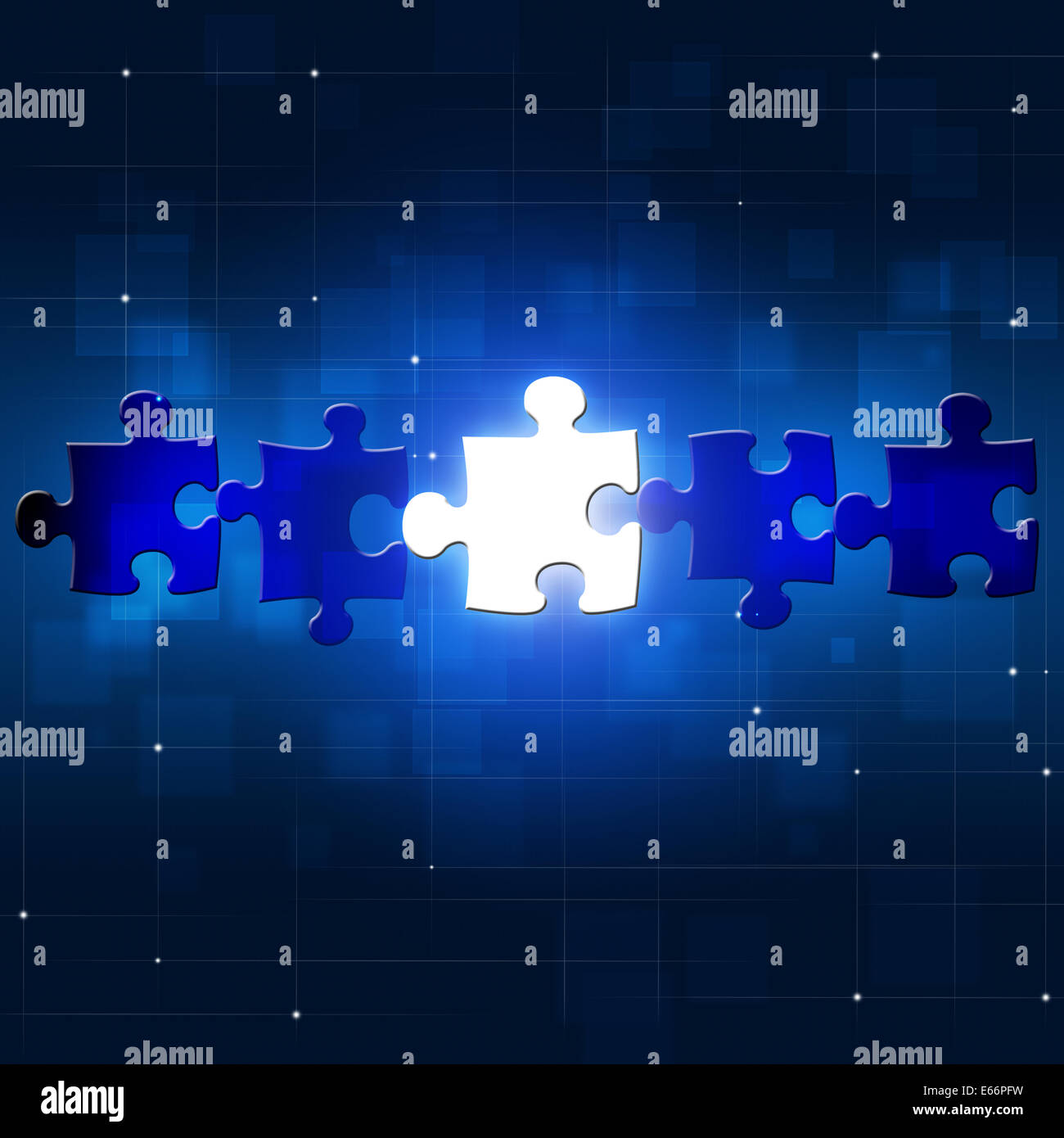 Puzzle astratto concetto collegamenti blu sullo sfondo di business Foto Stock