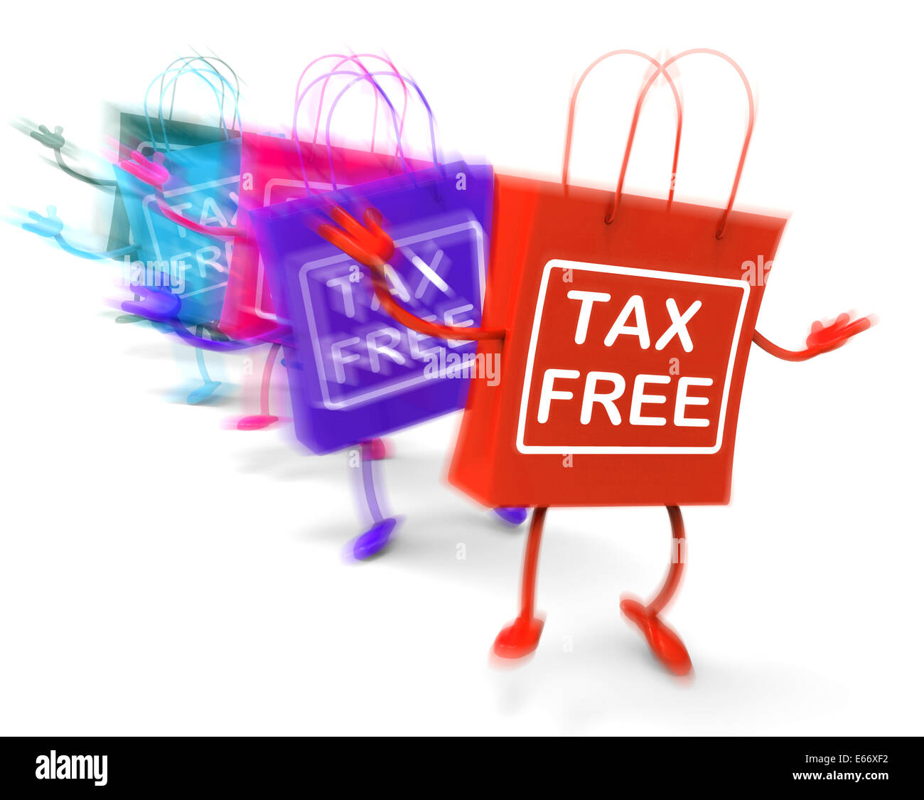 Tax Free Shopping Bags che rappresentano in esenzione di dazio sconti Foto Stock