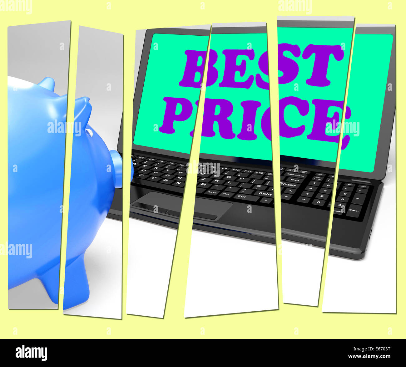 Miglior prezzo salvadanaio che mostra la vendita via Internet e offerte Foto Stock