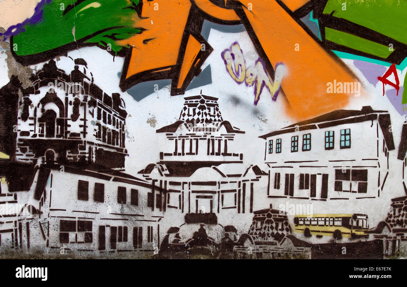 Graffiti sui muri di Savamala a Belgrado Foto Stock