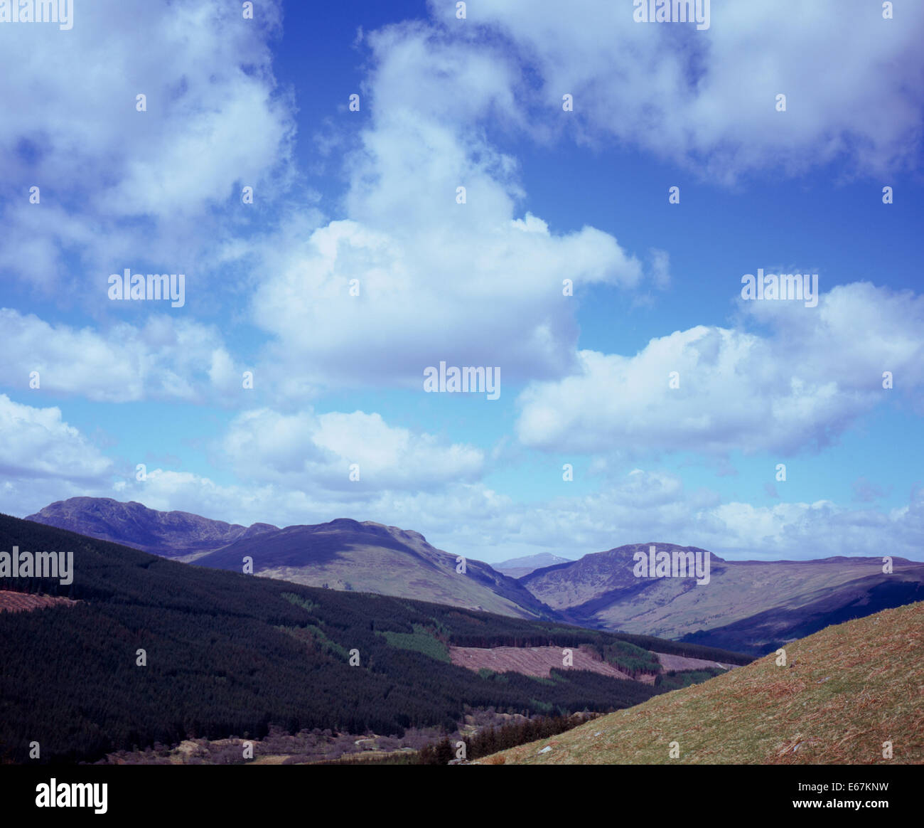 Il Braes of Balquhidder & Foresta di Mamlorn dalle piste di Ben Vorlich sopra Loch Earn Perthshire Scozia Scotland Foto Stock