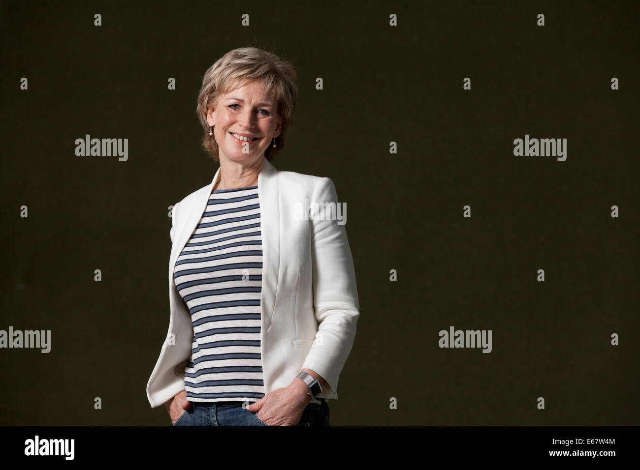 Sally Magnusson, Scottish emittente e scrittore, all'Edinburgh International Book Festival 2014. Edimburgo, Scozia. 17 Agosto 2014 Foto Stock