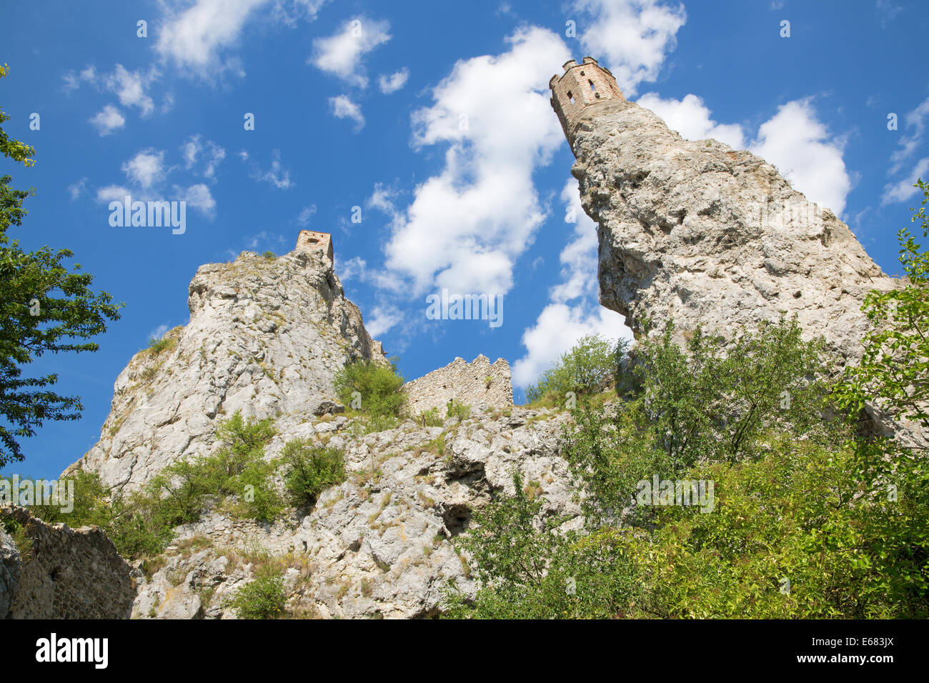 Le rovine del castello di Devin vicino a Bratislava Foto Stock
