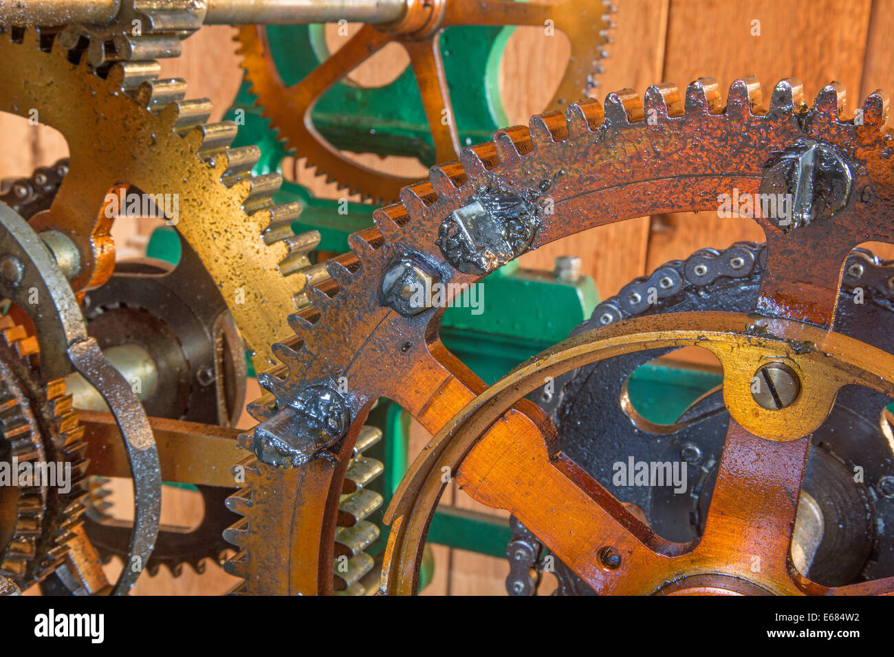 Dettaglio del meccanismo ad orologeria da colcktower Foto Stock