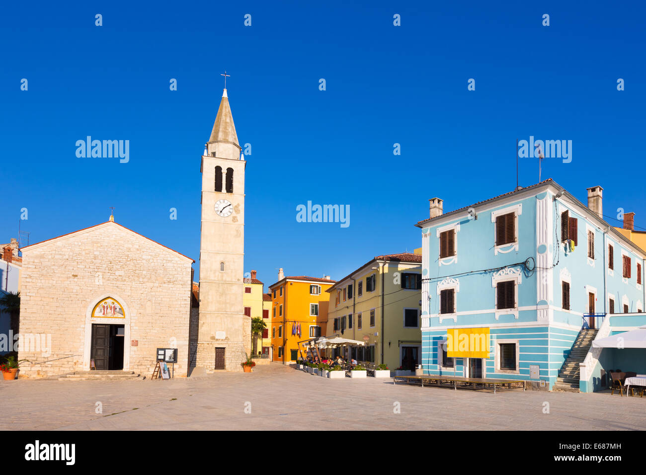 Vista panoramica del villaggio di Fasana, Croazia. Foto Stock