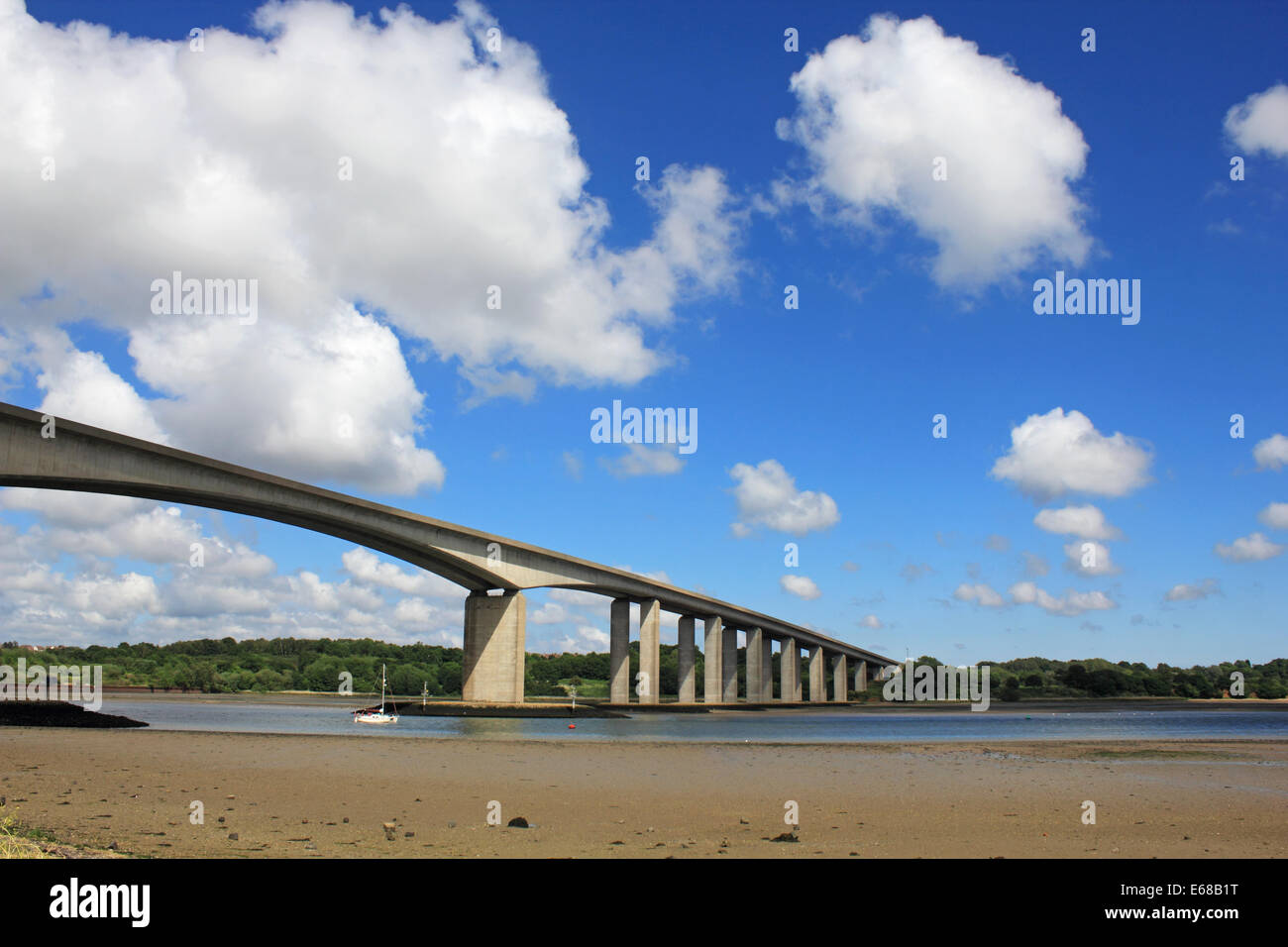 Orwell ponte sopra il fiume Orwell vicino a Ipswich Suffolk, Inghilterra, Regno Unito. Foto Stock