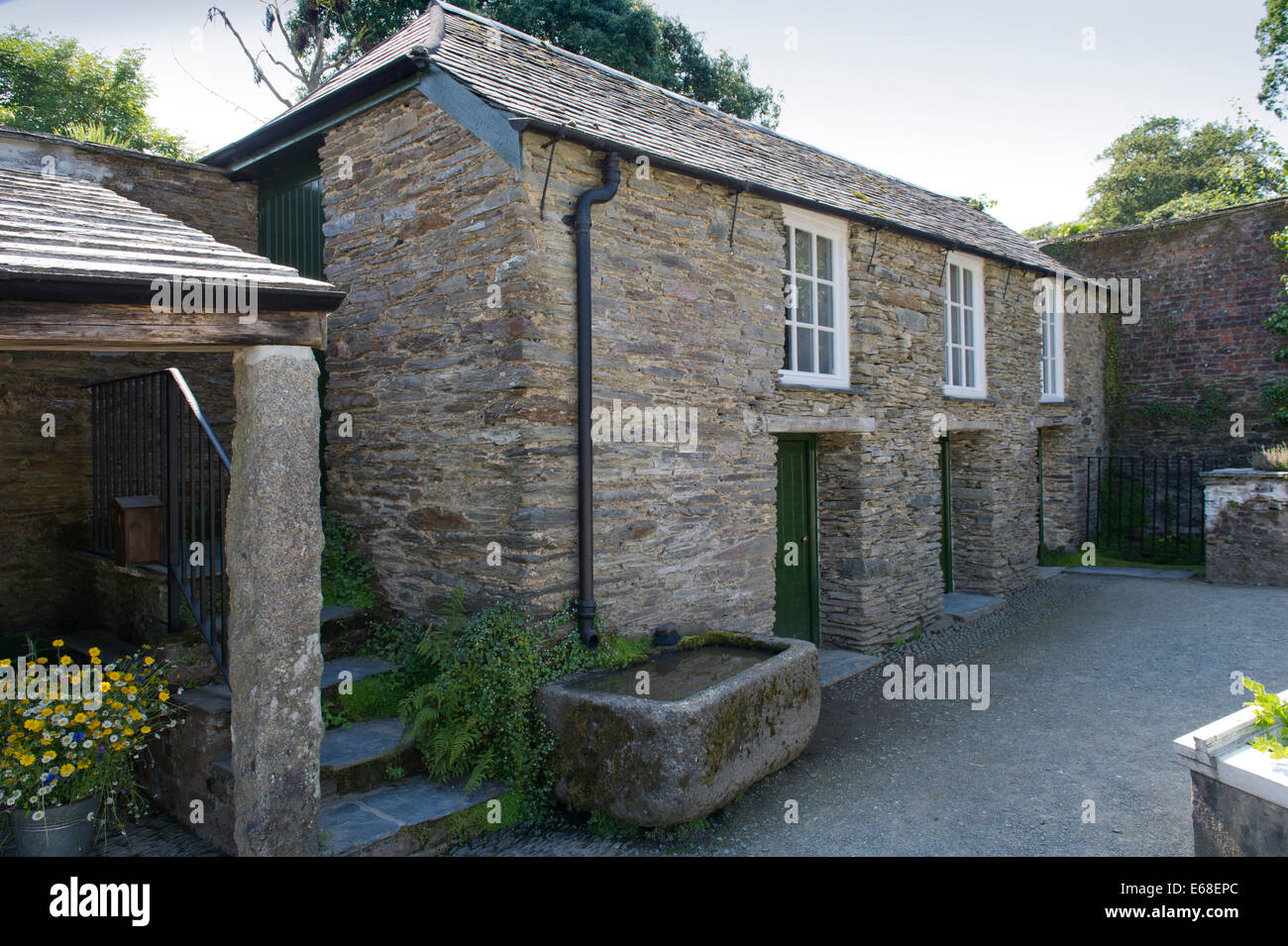 I giardinieri di nomi sulla parete di wc in Lost Gardens of Heligan Foto Stock