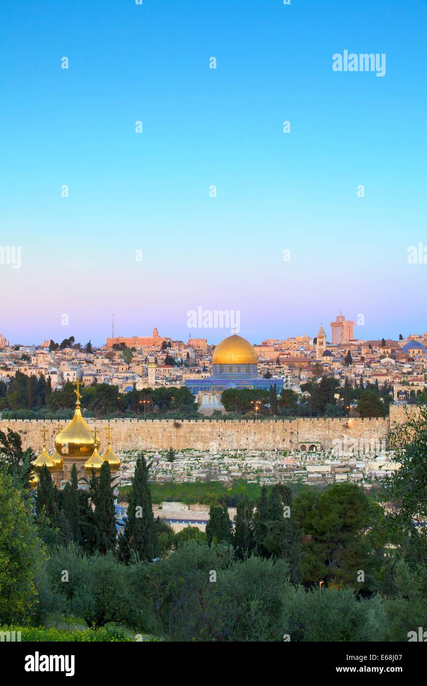 Vista di Gerusalemme dal monte degli Ulivi, Gerusalemme, Israele, Medio Oriente Foto Stock