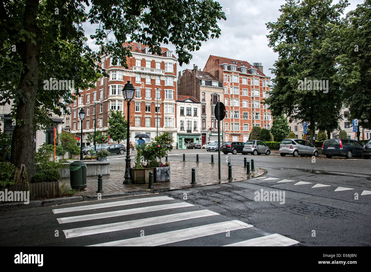 Tradizionale in rosso case di mattoni a Bruxelles, in Belgio. Foto Stock