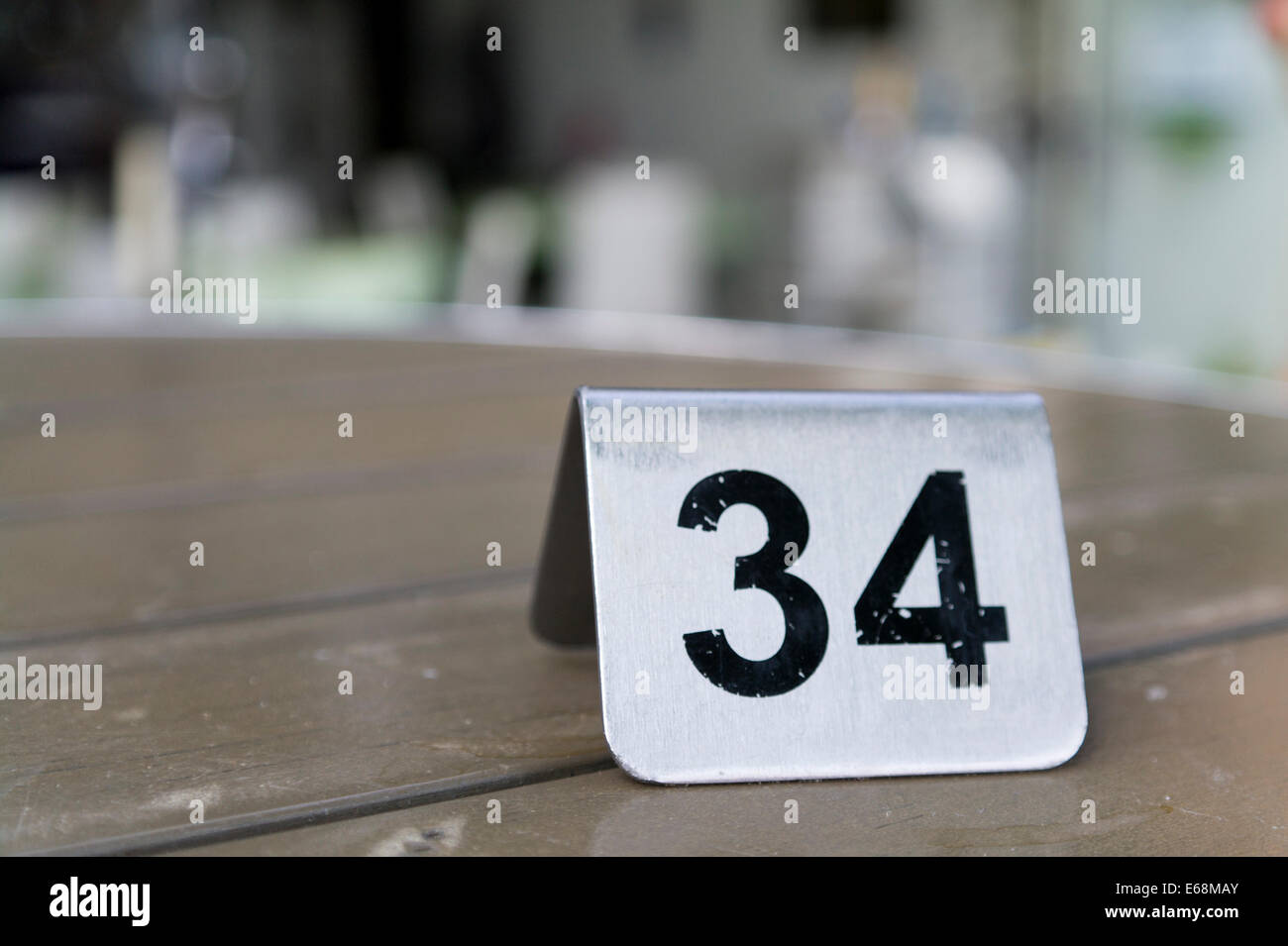 Cafe numero di tavola Foto Stock