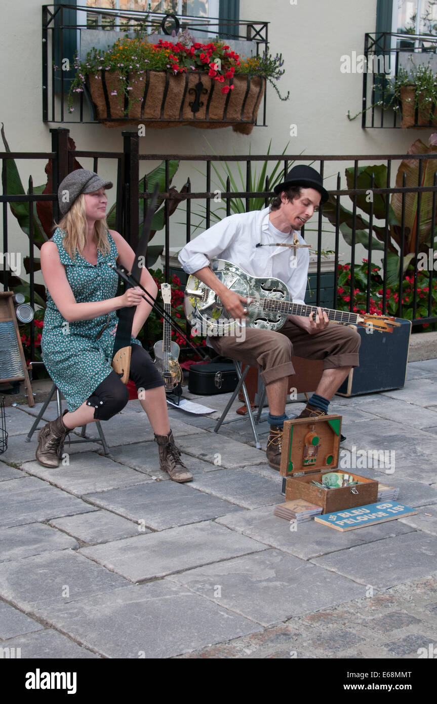 Musicisti Vecchia Quebec City in Canada Foto Stock