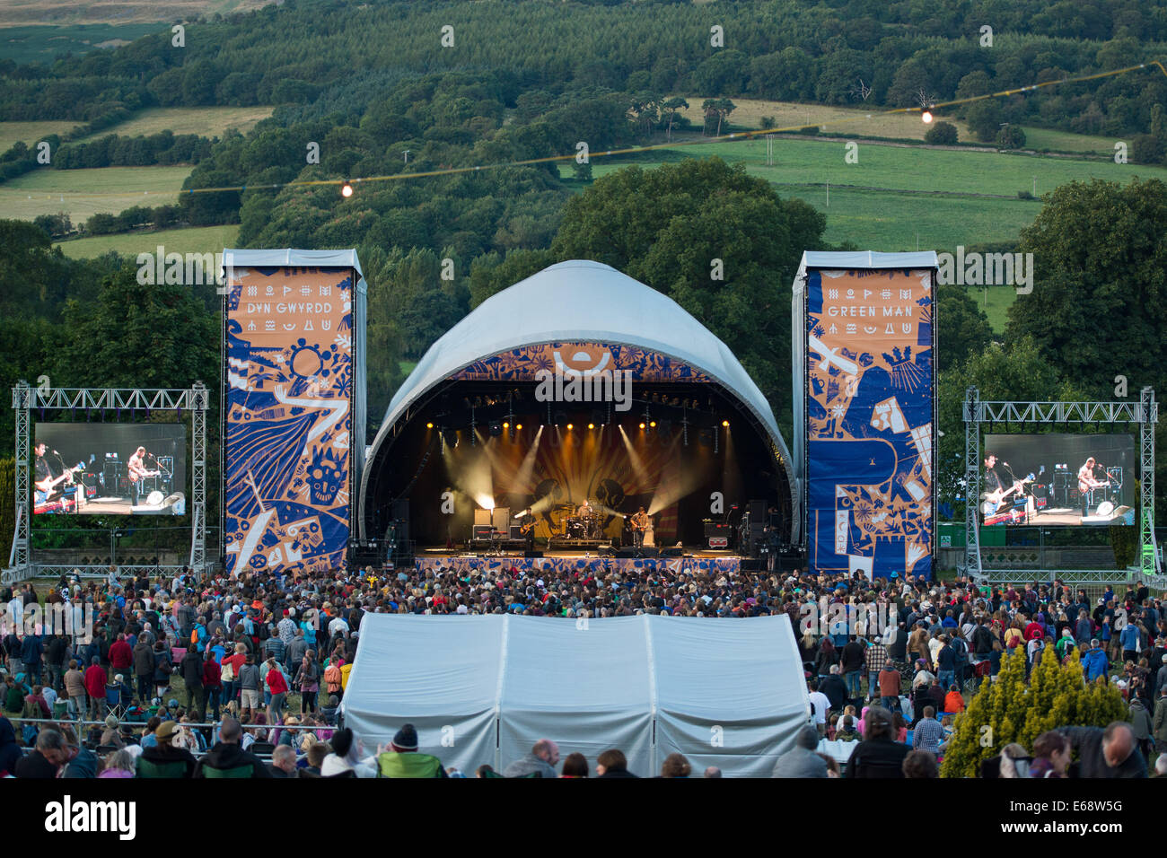 Vista generale della tappa di montagna al Green Man Festival 2014 (Augustines esecuzione) Foto Stock