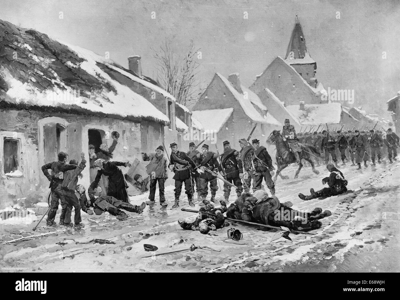 La ricognizione - soldati combattono durante il Franco Prussiana di guerra Foto Stock