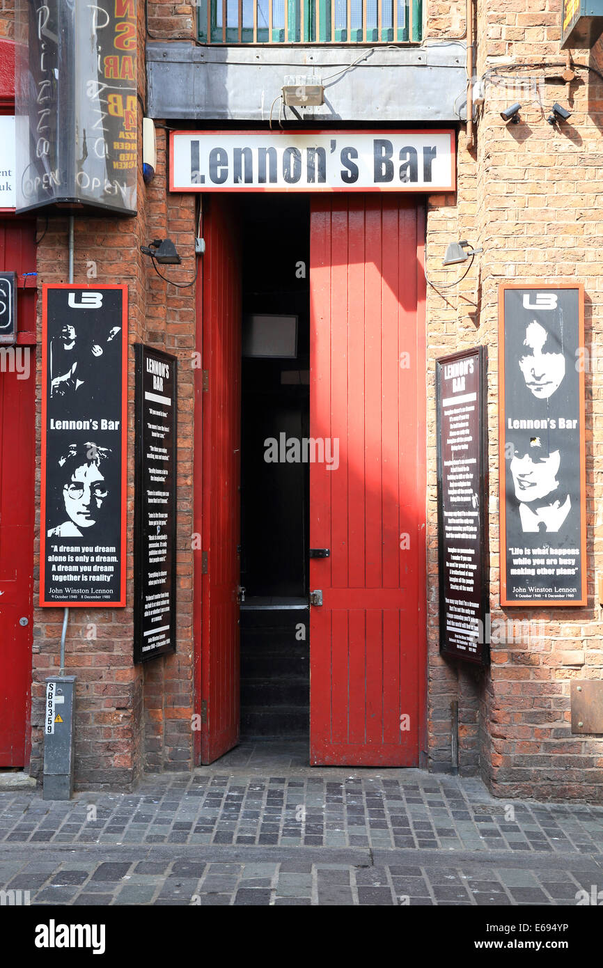 Lennon's Bar, su Matteo o Beatle Street, Liverpool, il Merseyside, in NW England, Regno Unito Foto Stock