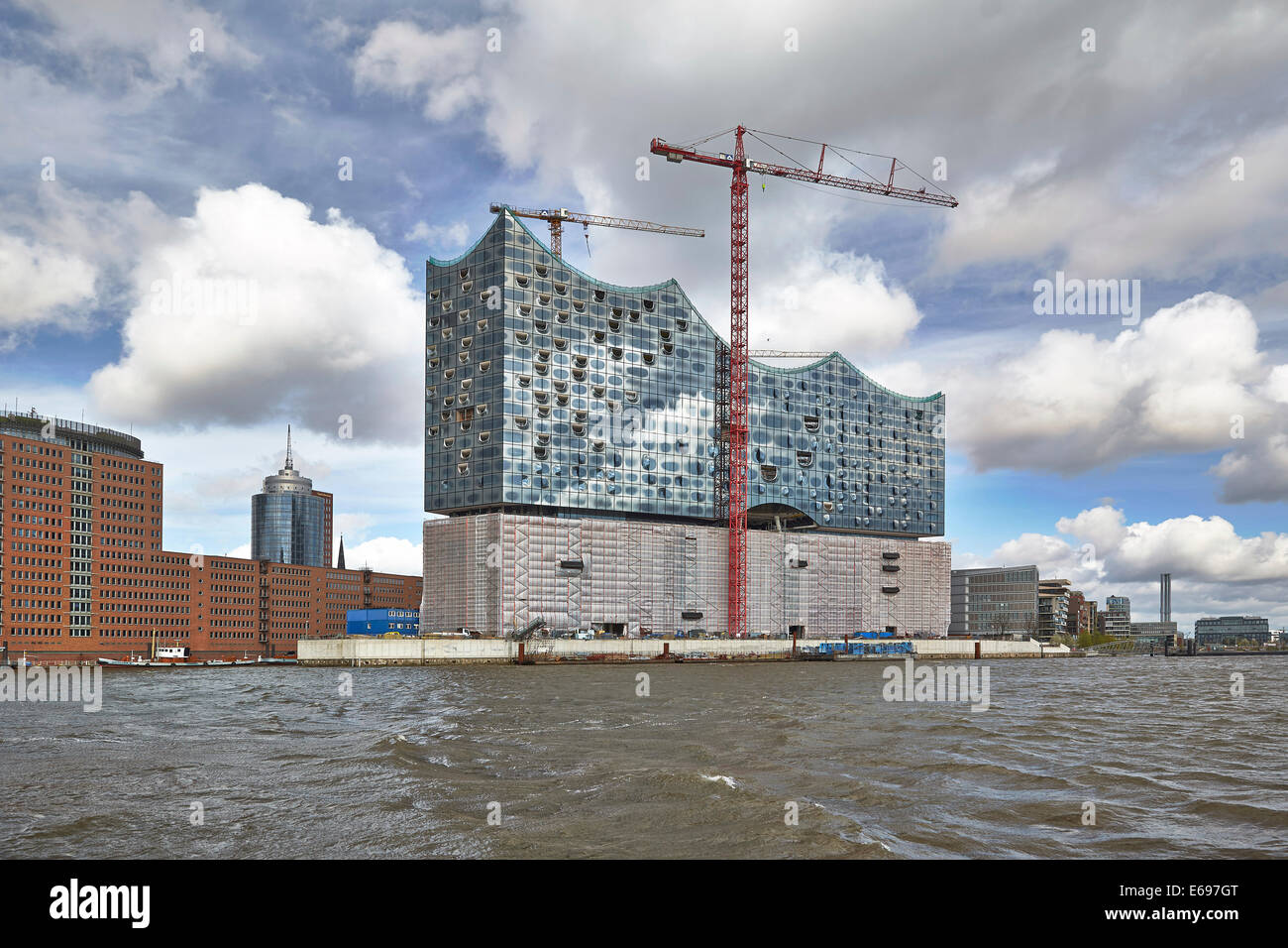 Sito in costruzione, Elbe Philharmonic Hall, Amburgo, Germania Foto Stock