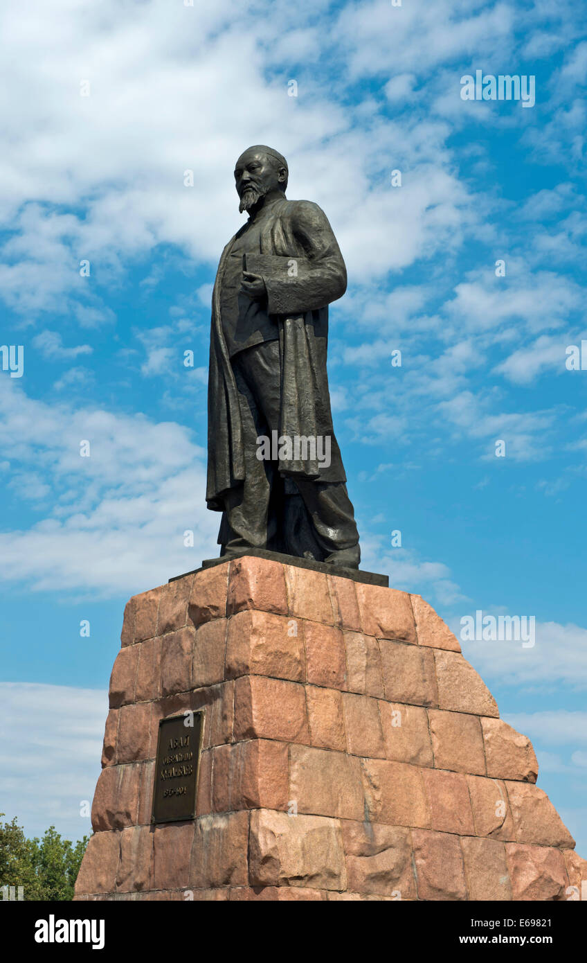 Monumento al poeta Abai Qunanbaiuli, Almaty, Kazakhstan Foto Stock