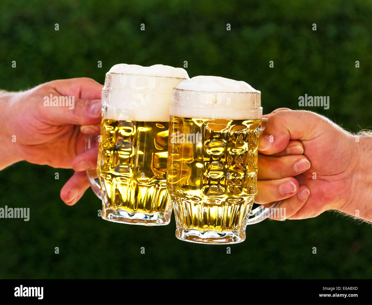 La birra,birra stein,cheers Foto Stock