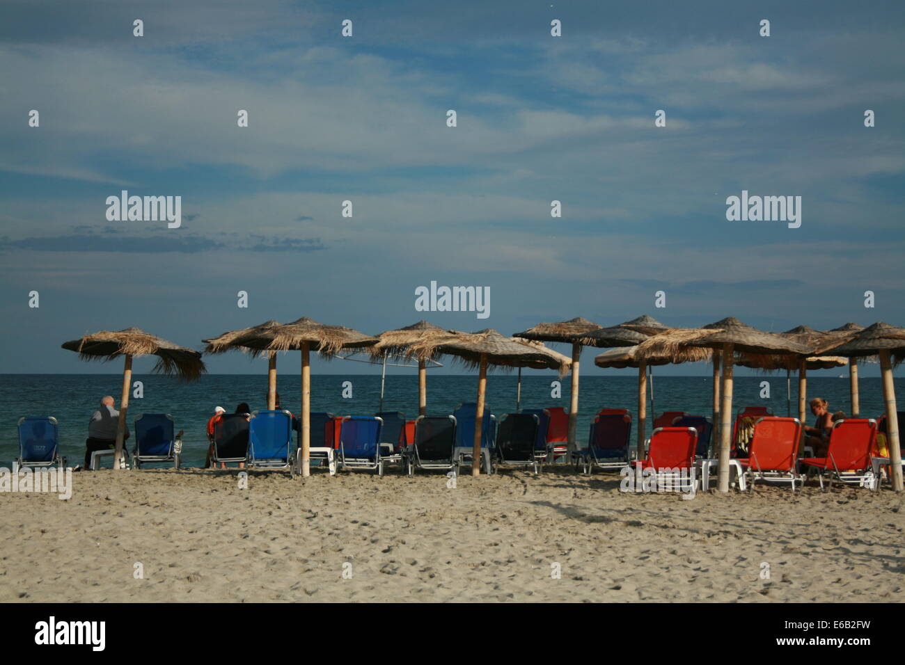 Paraliya Katerini beach, sky lounge, mare Foto Stock