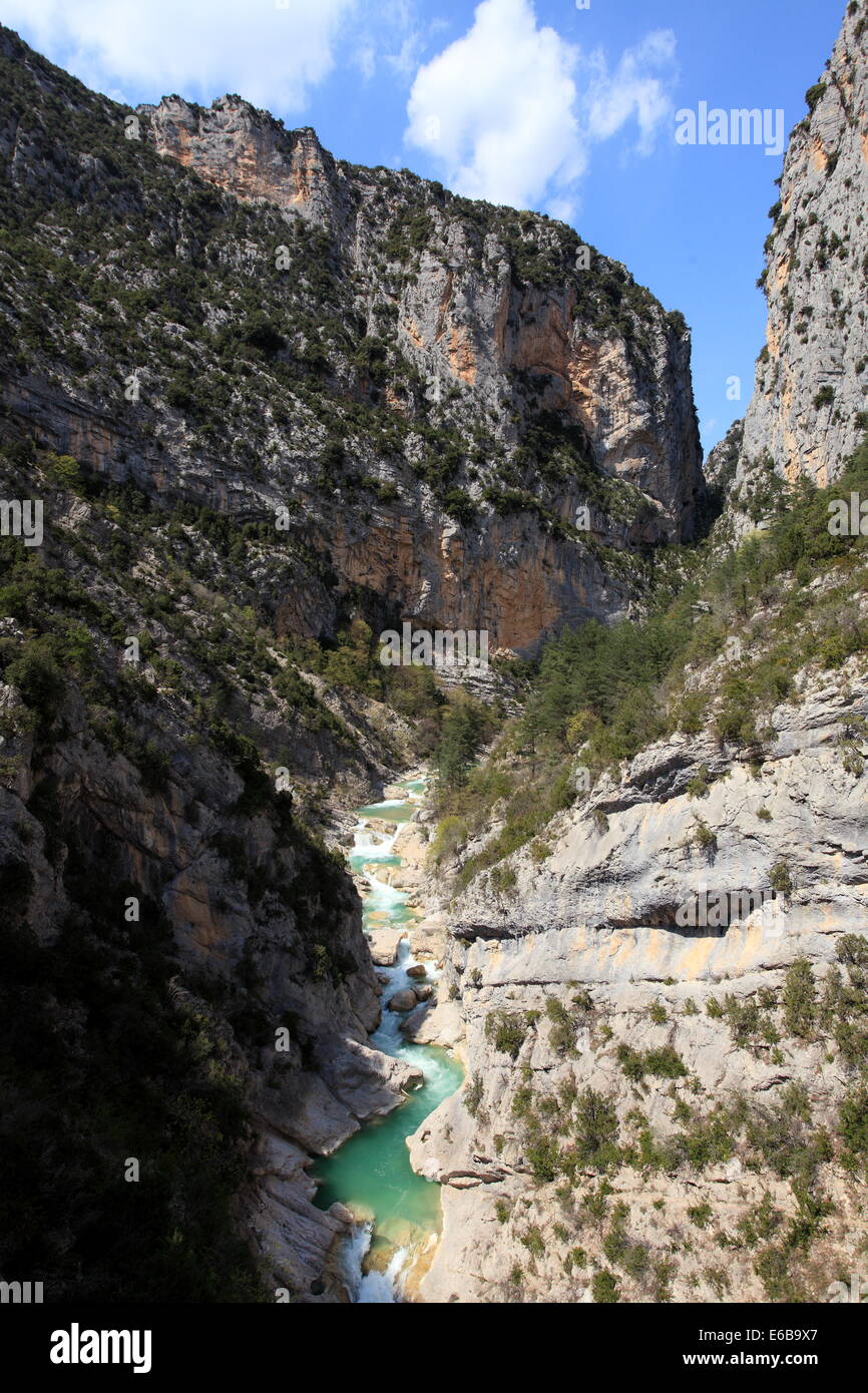 Il Prealpes d'Azur parco regionale nella parte posteriore paese delle Alpi Marittime. Il Saint Auban river canyon. Foto Stock