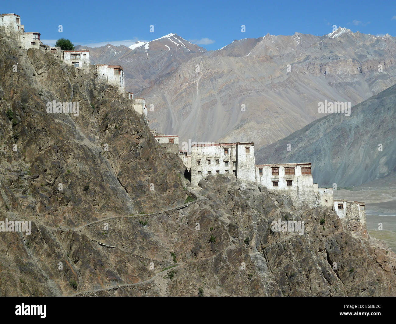 Karsha Gompa sul crinale del monte, vicino Padum, Zanskar, Ladakh, India, Himalaya Foto Stock