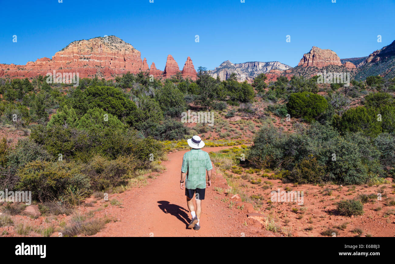 Escursionista sul Po' Ippovia in Sedona Foto Stock