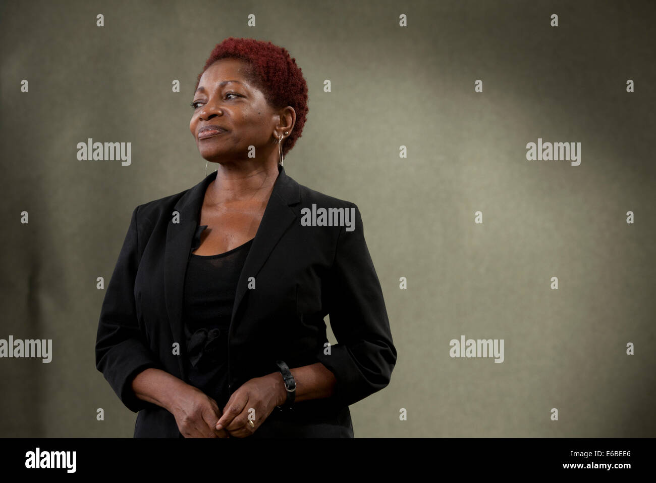 Edimburgo, Scozia. 19 agosto 2014. Bonnie Greer, OBE , il drammaturgo American-British, romanziere e critico, al Edinburgh International Book Festival 2014. Edimburgo, Scozia. 19 agosto 2014 Credit: GARY DOAK/Alamy Live News Foto Stock