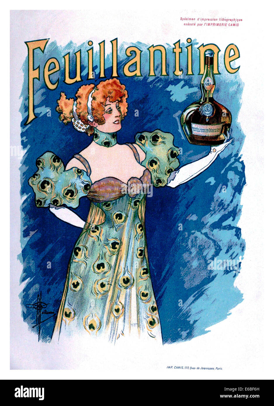 1896 poster vintage per Francese di liquore alcolico bere Feuillantine Foto Stock