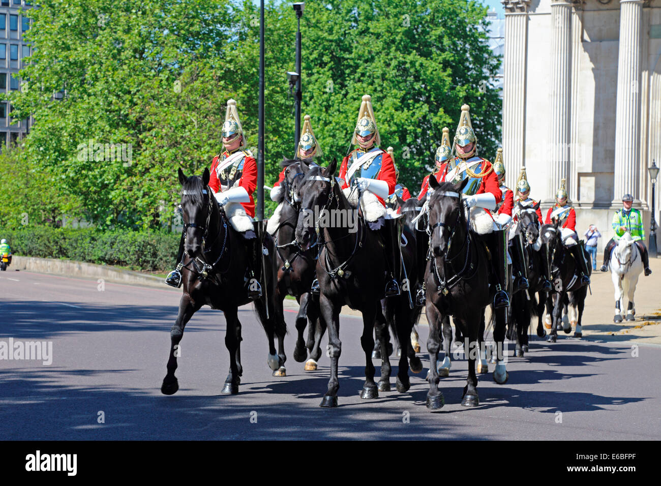 Großbritannien Gran Bretagna Londra City of Westminster Constitution Hill Guardia di guardia a cavallo Foto Stock