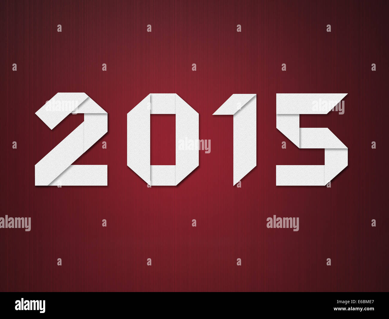 Nuovo anno 2015 cifre piegato da carta in stile origami su sfondo rosso Foto Stock