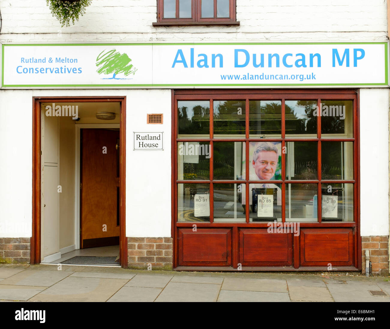 L'ufficio di Rt Hon Sir Alan Duncan MP - Membro del Parlamento di Rutland e Melton. MP per il Partito conservatore. Foto Stock