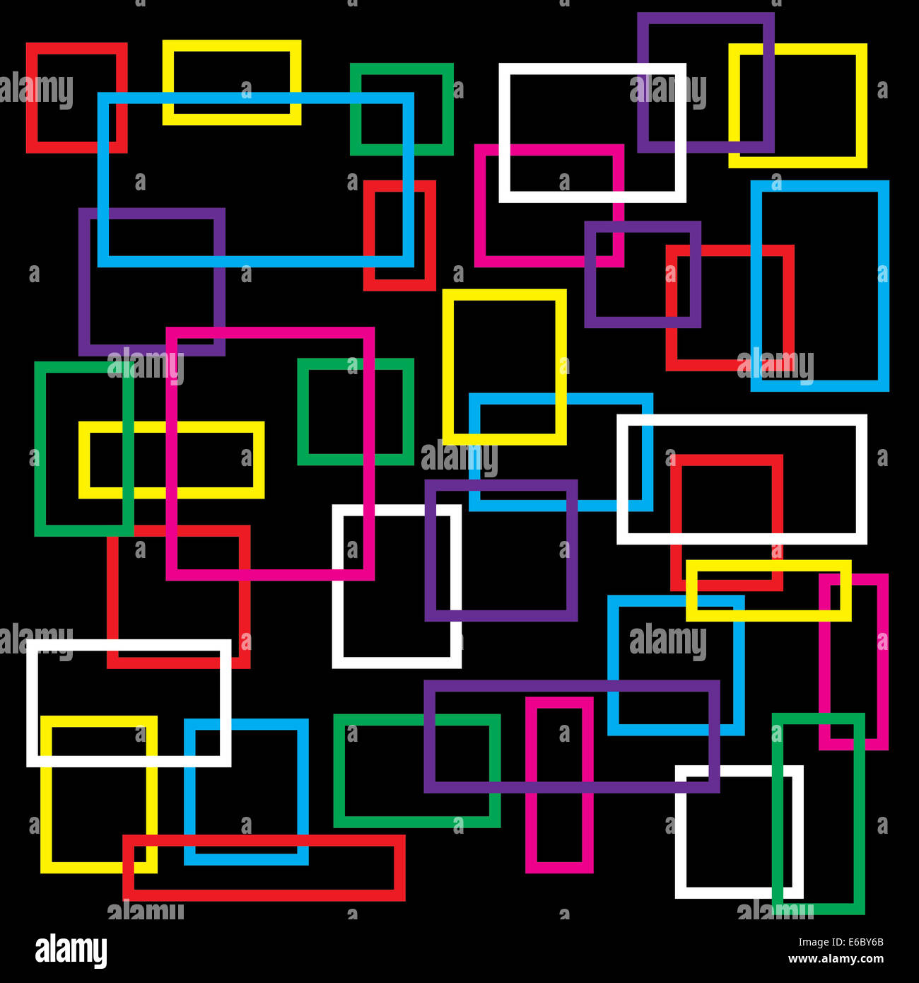 Abstract quadrati colorati su sfondo nero Foto Stock