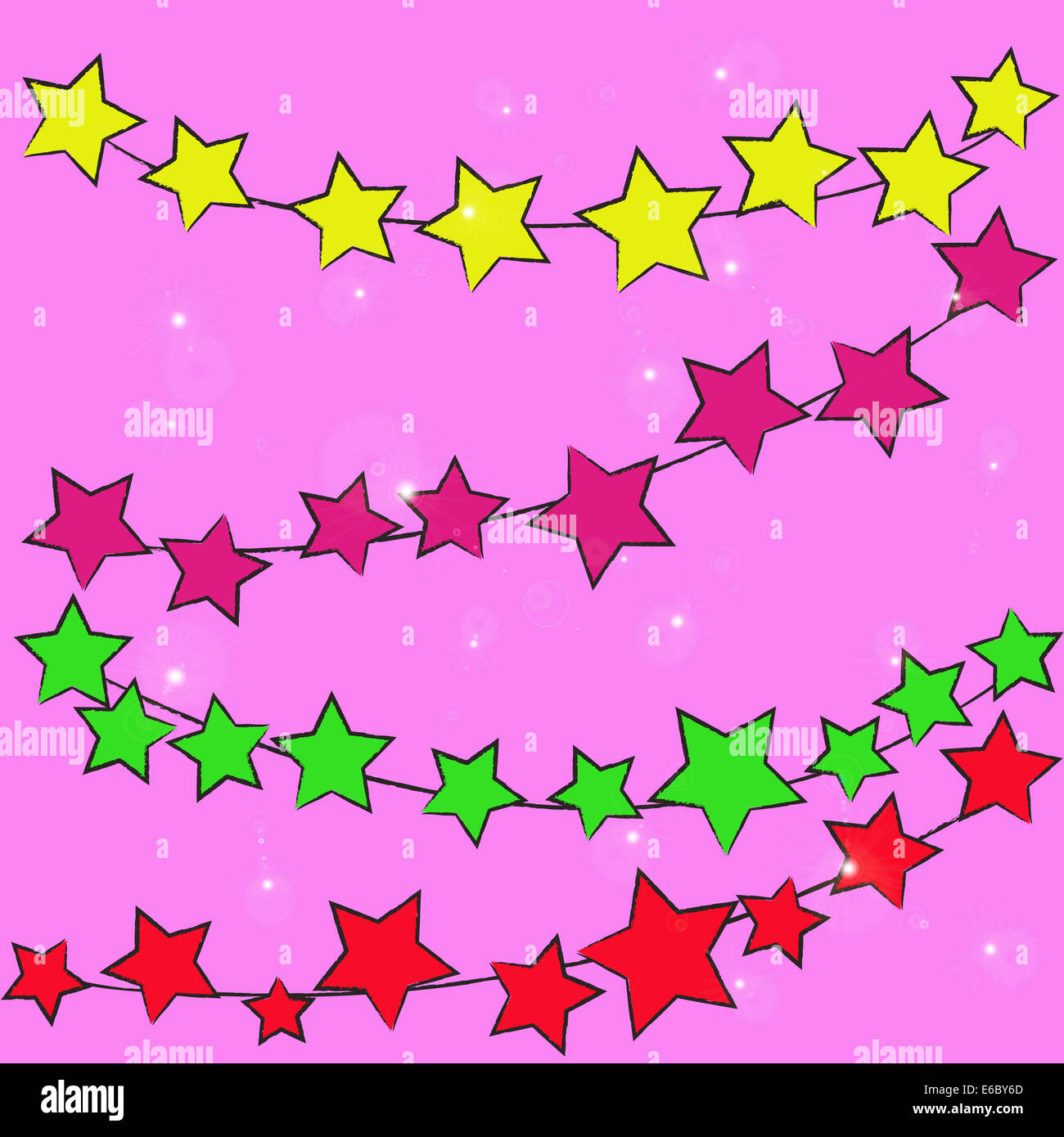Abstract magic bokeh stella colorata su un sfondo rosa Foto Stock