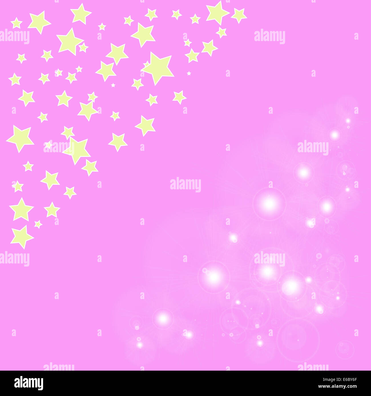 Abstract magic bokeh Stella gialla su sfondo rosa Foto Stock