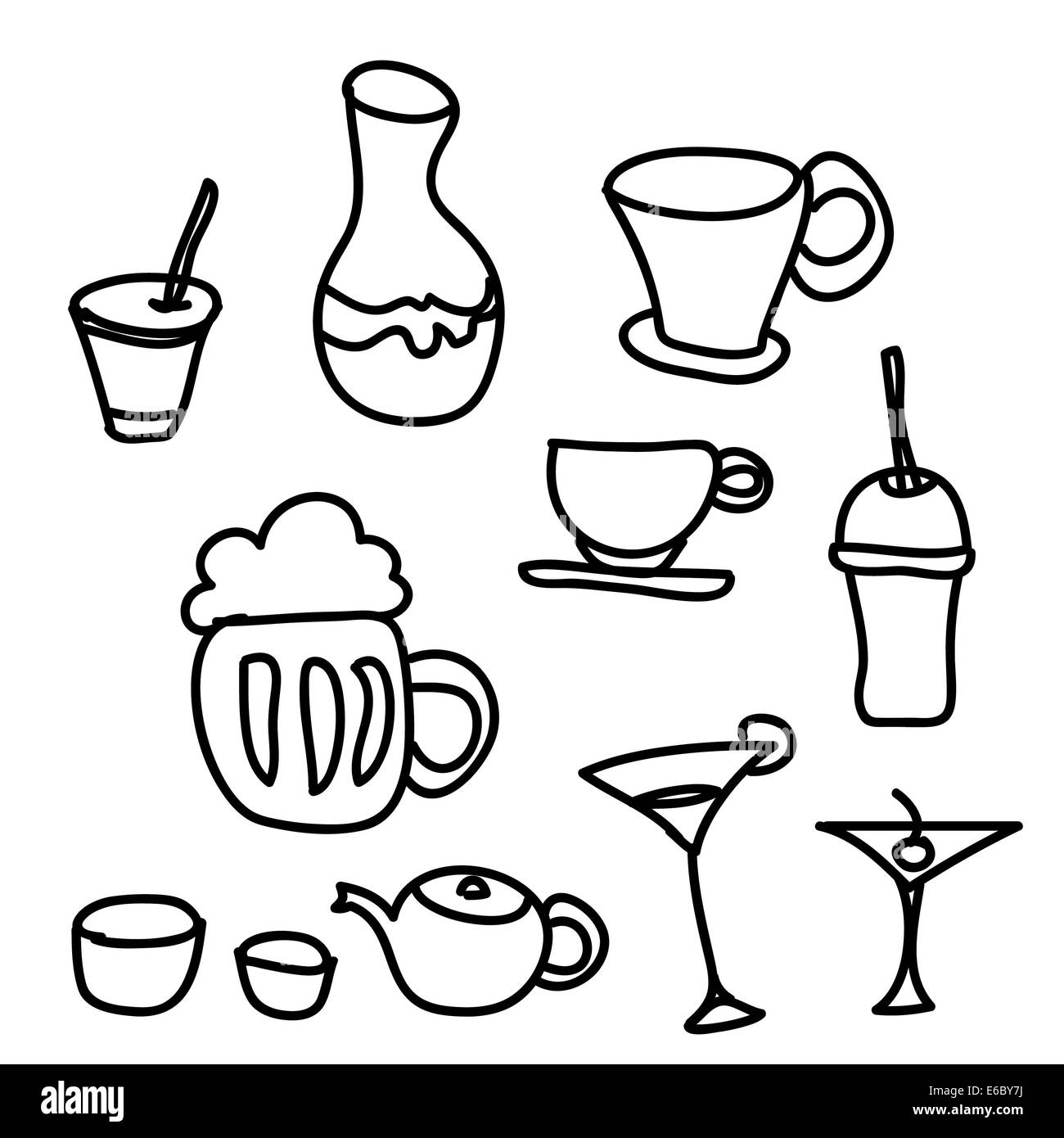 Drink & bevanda set di icone su sfondo bianco Foto Stock