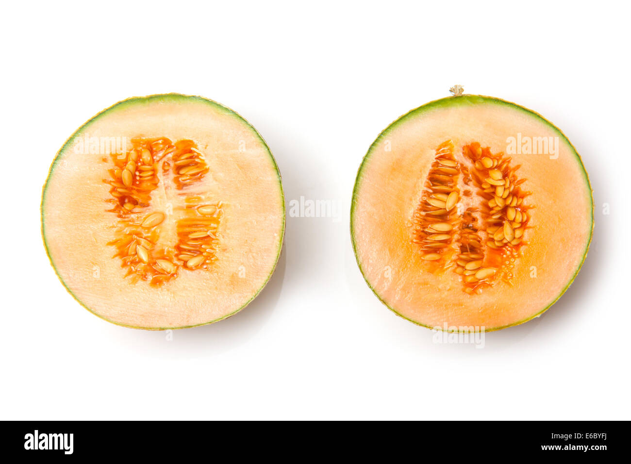 Melone melone frutta (Cucumis melo) isolato su una bianca di sfondo per studio. Foto Stock