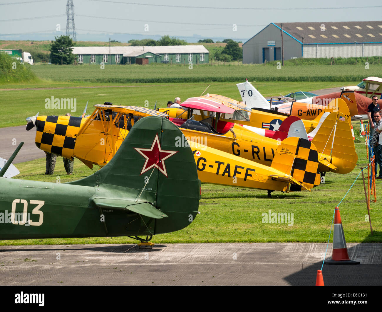 Aeromobili a Breighton airfield,yorkshire, Regno Unito Foto Stock