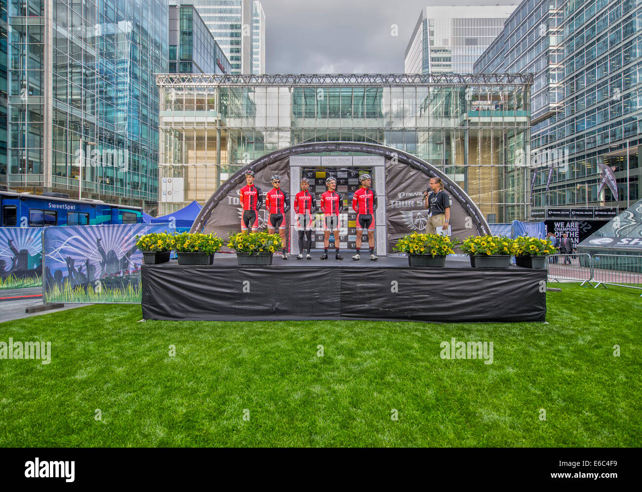 Starley Primal Team ciclo presso il Pearl Izumi serie Tour Gara di Canary Wharf, Londra 2014, immagine HDR Foto Stock