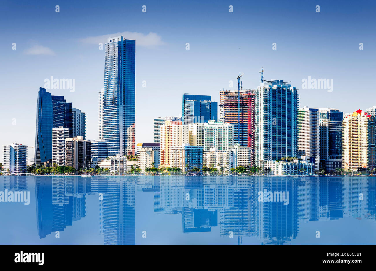 South Beach di Miami, vista dal porto canale di ingresso, floride, STATI UNITI D'AMERICA. Foto Stock