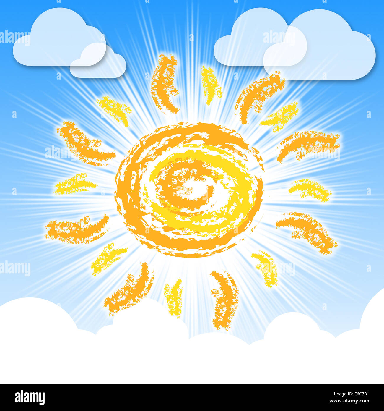 Raggi di sole che indica il tempo di Estate e sole Foto Stock