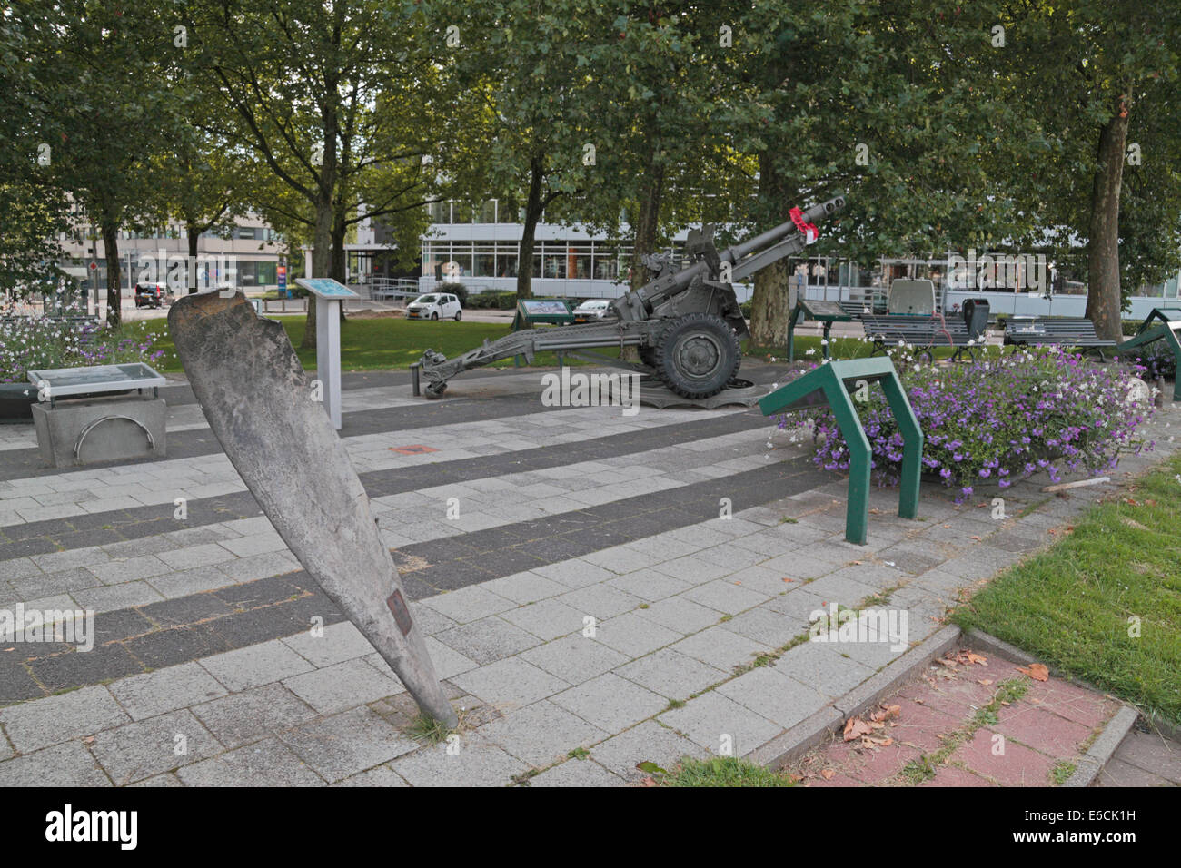 Il monumento Airborne area vicino al John Frost ponte, tenuto durante l'operazione Market Garden nel 1944, Arnhem, Paesi Bassi. Foto Stock