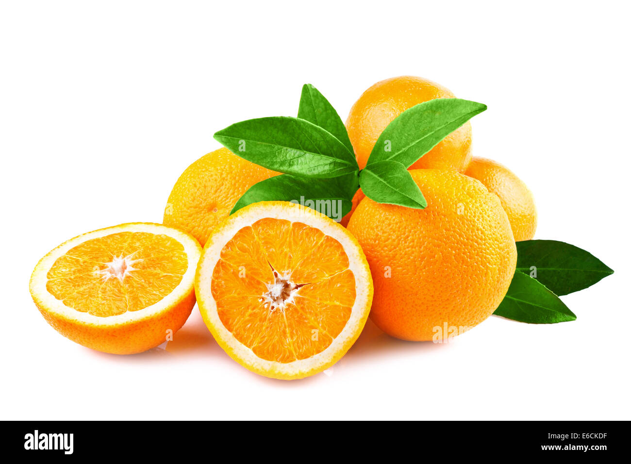 Arance frutta isolato su bianco Foto Stock