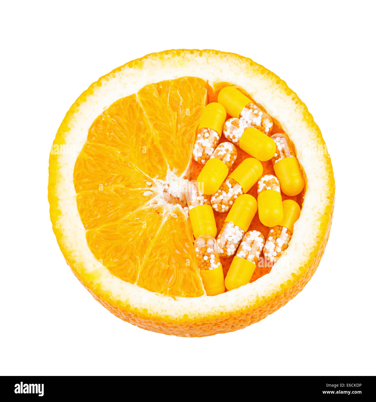 La vitamina C come frutta di arancia Foto Stock