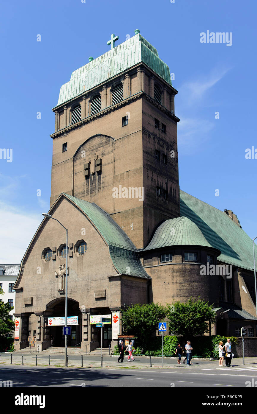 Chiesa del Sacro Cuore di Gesù in Szczecin, Polonia, Europa Foto Stock