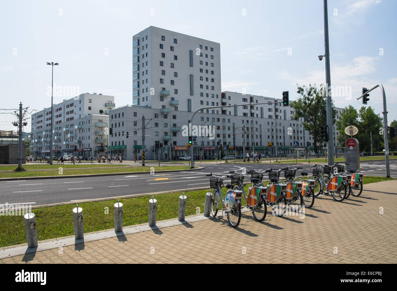 I blocchi di appartamenti e appartamenti vicino alla metropolitana di Varsavia Mlociny stazione in Varsavia POLONIA Foto Stock