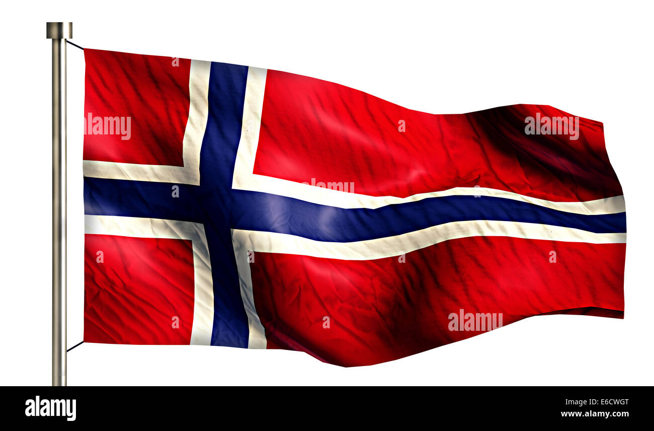 Norvegia bandiera nazionale isolato 3D sfondo bianco Foto Stock