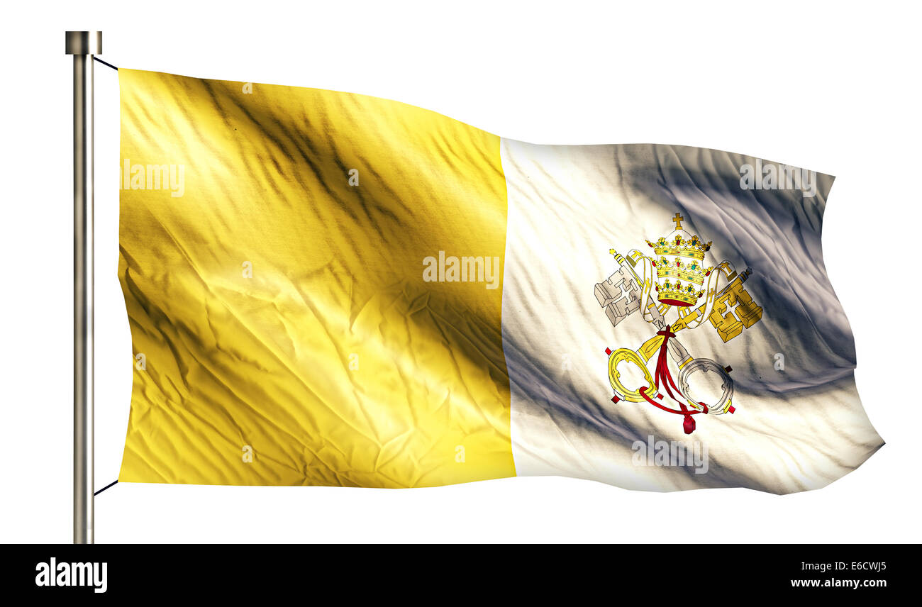 Città del Vaticano bandiera nazionale isolato 3D sfondo bianco Foto Stock