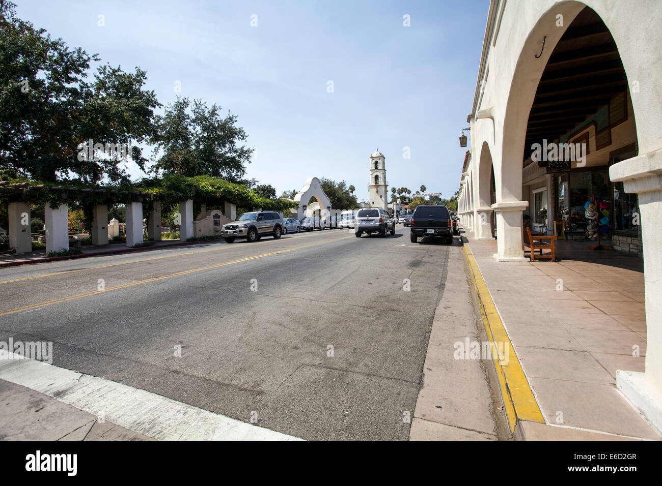 Ojai, California, USA il porticato su Ojai Ave. Foto Stock